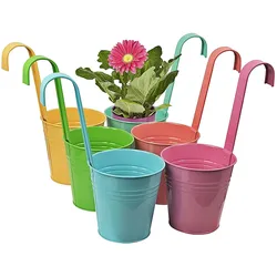 astor24 6 x Blumentopf BUNT Hängetopf Pflanztopf Hängetöpfe Blumen Topf Kräutertopf Zink