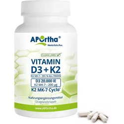 Vitamin D3 20.000 IE + Vitamin K2 MK-7 Cyclo® 200 μg - 120 vegetarische Kapseln One Size