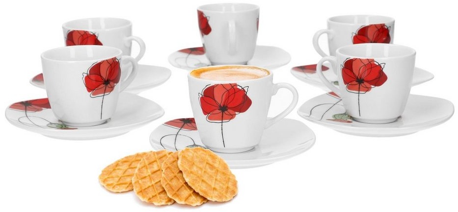 Preisvergleich Produktbild van Well Tasse 6er Set Espressotasse mit Espressountertasse Monika