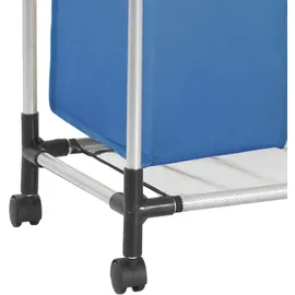 vidaXL Wäschesortierer mit 3 Taschen Blau Stahl