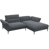 FLEXLUX Ecksofa Salino, Funktionssofa mit Recamiere, Relaxsofa, Ecksofa, Sofa mit Arm- und Kopfteil-Verstellungen, Kaltschaum & Stahl-Wellen grau