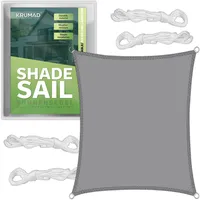 Krumad Sonnensegel Rechteckig 3m x 2m, Grau, UV-Schutz, Wasserdicht,