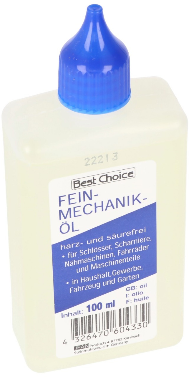 Feinmechanikeröl 100ml, Universalöl für Werkstatt, Haushalt, Schlösser, Werkzeug, Fahrräder etc., sorgt für reibungslose Funktionalität, harz- und säurefrei