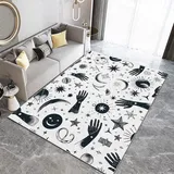 Teppich Wohnzimmer Handgezeichnet Universum Himmelskörper Teppich Flauschig Schlafzimmer Teppich Weich Esszimmer Teppich Kurzflor Outdoor Teppich Waschbarer Teppiche Rutschfest Teppich 80 x 150 cm