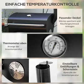 Outsunny Holzkohlegrill Grillwagen schwarz