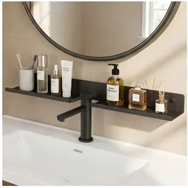 doporro Waschbecken Ablage 60 cm über dem Wasserhahn, Badezimmer Regal ohne Bohren oder zum Bohren, Waschbecken-wasserhahn-organizer, Spülbecken Organizer & Duschablage, Grau Reglo-17