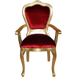 Casa Padrino Barock Luxus Stuhl mit Armlehnen Bordeaux / Gold