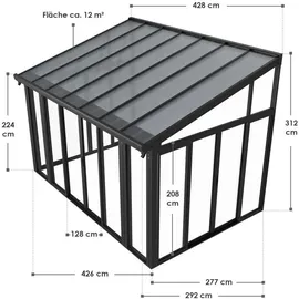 Juskys Wintergarten 428 x 312 cm 12 m2 anthrazit
