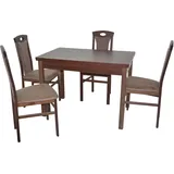 Hofmann Living And More Essgruppe "5tlg. Tischgruppe", braun (nussbaum, nachbildung, braun, nussbaum, nachbildung), B:45cm H:95cm T:48cm, FSC-zertifiziertes Massivholz, HOFMANN LIVING AND MORE, Sitzmöbel-Sets, Essgruppe, Stühle montiert