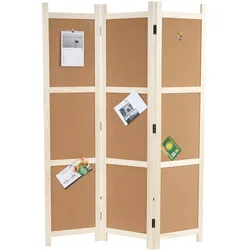 Paravent MCW-G52, Raumteiler Trennwand Sichtschutz, Pinnwand Kork ~ braun, 3 Paneele 166x121cm