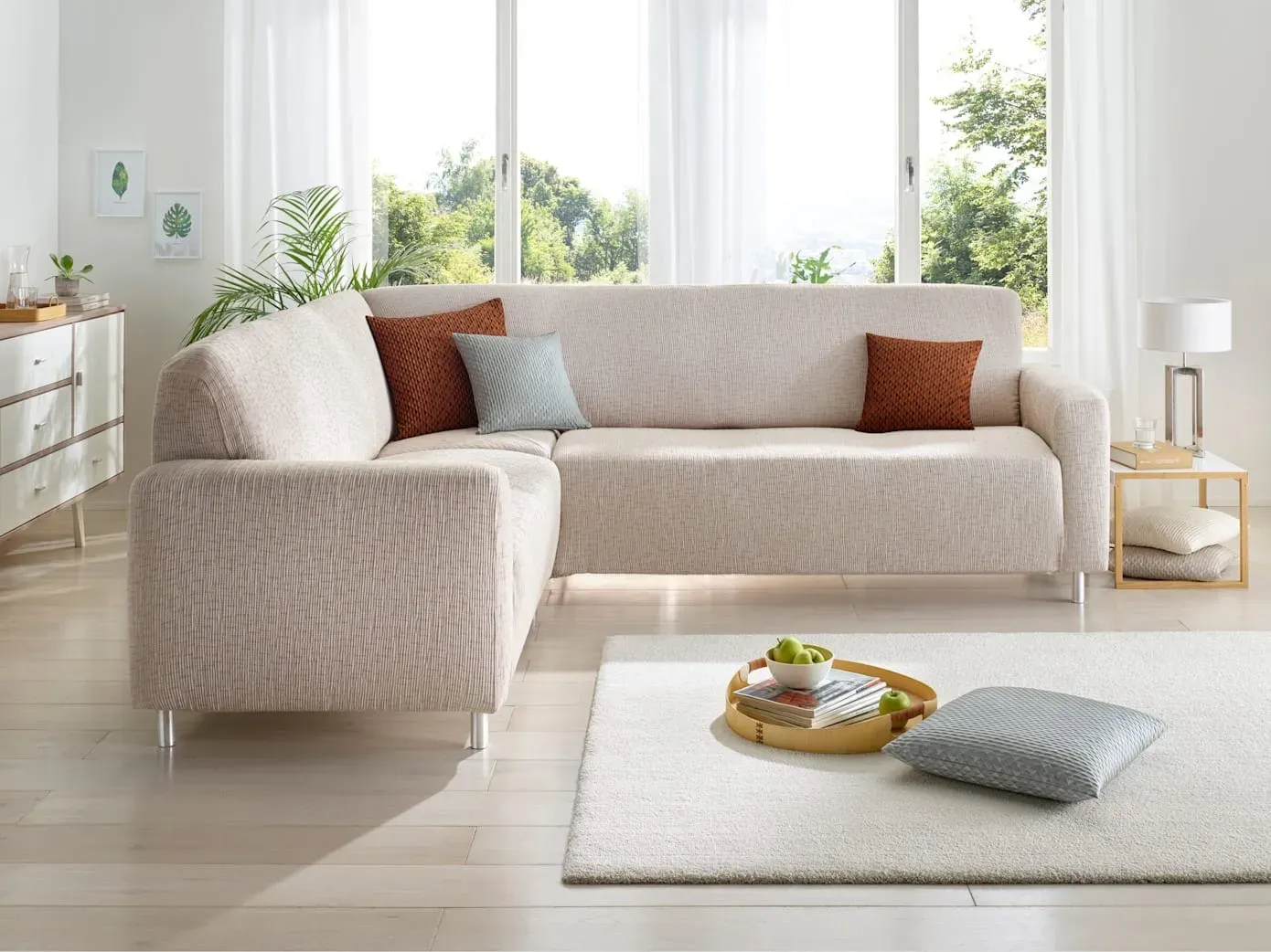 Hussen-Set Hussen Gr. Fernsehsessel-Husse, Kunstfaser, 80-100/80-110/70-80/40-55 cm, beige Sesselhusse Sofahusse Stuhlhusse Überwürfe