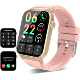 Smartwatch für Damen und Herren, 1,85 Zoll HD Touchscreen, Smartwatch mit 100+ Sportmodi, wasserdicht IP68, für Android iOS, Farbe Lotus - Rosa