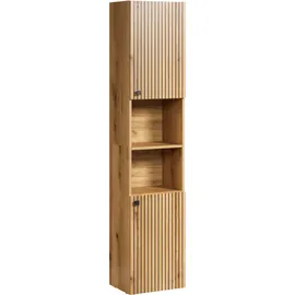 WELLTIME Hochschrank WELLTIME "Amrum", braun (eiche), B:40cm H:186cm T:31cm, Schränke, Hochschrank, Badezimmerschrank mit und ohne Schublade - (B/T/H) 40-70/31/186 cm