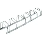 Relaxdays Fahrradständer Boden, für 6 Fahrräder, bis 60 mm Reifenbreite, Metall, Garage, Fahrrad-Aufstellständer, silber