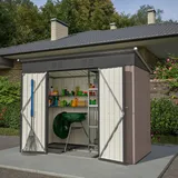 Gartenhaus aus Metall, 229 × 111 × 182 cm, inklusive Metallgestell (ohne Boden), wetterfest, Braun, 8 x 4 ft