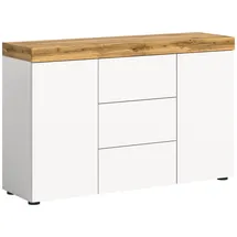 xonox.home Sideboard Sugar 125 x 80 x 37 cm Weiß / Eiche Wotan