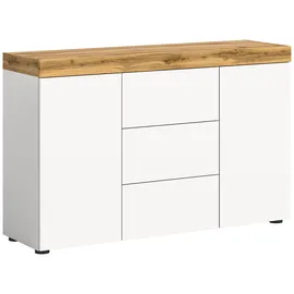 xonox.home Sideboard Sugar 125 x 80 x 37 cm Weiß / Eiche Wotan