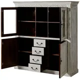 Massivmoebel24 Highboard Mango / Akazie 150x45x160 weiß gewachst CASTLE-ANTIK #105 - 2 Jahre Gewährleistung - mind. 14 Tage Rückgaberecht - Weiß