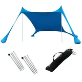 Refttenw Strandmuschel Strandzelt Pop-Up Campingzelt UV-Schutz UPF 50+, Personen: 3, für Strand Picknick Camping blau