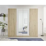 SchlafKONTOR Drehtürenschrank Cano 228 x 213 x 62 cm Eiche San Remo hell/Weiß