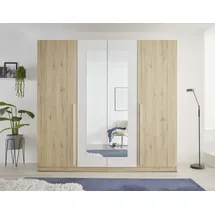 SchlafKONTOR Drehtürenschrank Cano 228 x 213 x 62 cm Eiche San Remo hell/Weiß