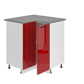 Belini Eckunterschrank Küche 90 x 82 x 90 cm Rot