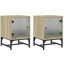 vidaXL Nachtschrank mit Glastüren 35 x 37 x 50 cm Braun