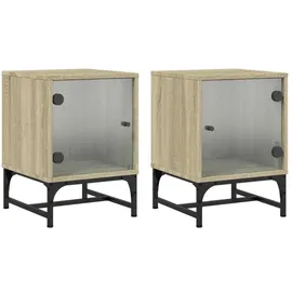 vidaXL Nachtschrank mit Glastüren 35 x 37 x 50 cm Braun