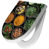 Primedeco WC-Sitz mit Absenkautomatik Motiv Gewürz Variationen (1-St), Absenkautomatik, Soft-Close grün