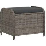 vidaXL Gartenhocker mit Kissen Grau 58x46x46 cm Poly Rattan