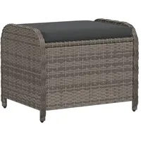 vidaXL Gartenhocker mit Kissen Grau 58x46x46 cm Poly Rattan