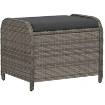 vidaXL Gartenhocker mit Kissen Grau 58x46x46 cm Poly Rattan