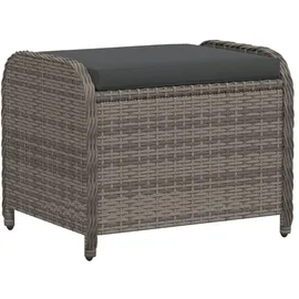 vidaXL Gartenhocker mit Kissen Grau 58x46x46 cm Poly Rattan