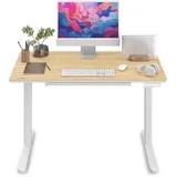 SENSE7 Newai, Schreibtisch 120×60 cm, Büroschreibtisch mit Haken, Steh-Sitz-Tisch mit Bambus Oberfläche, höhenverstellbarer elektrischer Schreibtisch mit Schublade,
