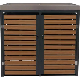Mendler Mülltonnenverkleidung HWC-K14 124 x 134 x 84 cm teak-optik