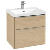 Villeroy & Boch Subway 3.0 Waschtischunterschrank C576L0VJ 62,2x57,6x47,8cm, mit LED/Griff Aluminium glänzend, nordic oak