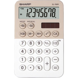 Sharp Taschenrechner, 8-stellig, 3 Tasten-Speicher, Solar-/Batteriebetrieben, Latte
