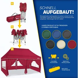 tillvex Faltpavillon 3 x 6 m inkl. 6 Seitenteile Rot