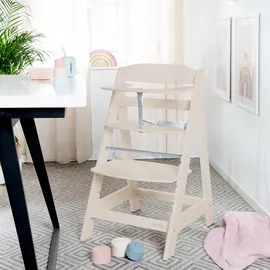 roba Babyhochstuhl Sit Up Flex - Mitwachsender Hochstuhl aus Holz - Verstellbarer Kinderhochstuhl mit Schrittgurt - ab 6 Monaten bis 70 kg - Cashmere/Beige