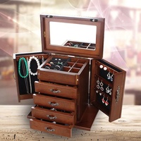 Schmuckschatulle, Groß Schmuckkoffer Holz Schmuckkasten Schmuckbox mit 5 Schublade für Ohrringe Ketten Schmuckaufbewahrung