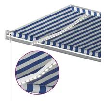 vidaXL Automatische Markise mit LED & Windsensor 600x350 Blau und Weiß