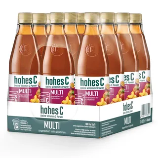 hohes C Multivitamin (12 x 0,5), 100% Saft, Apfel, Orange, Ananas, Maracuja, Mango, 9 Vitamine, ohne Zuckerzusatz laut Gesetz, vegan, mit recyceltem PET