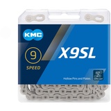 KMC Unisex – Erwachsene X9SL Silver X9 SL 9-Fach Kette 1/2" x11/128, 114 Glieder, Silber