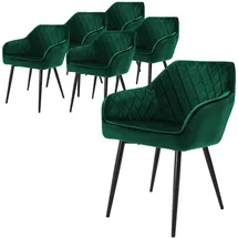 ML-Design Esszimmerstuhl Samt Dunkelgrün 6er Set
