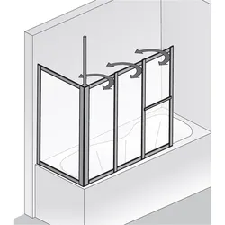 HSK Prima Badewannenaufsatz mit Seitenwand 263127-01-08, Duschkabinen, alu silber-matt