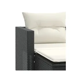 vidaXL Gartensofa 2-Sitzer mit Hockern Schwarz Poly Rattan