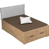 Rauch Stauraumbett RAUCH "Aditio", braun (struktureichefarben hell), B:126cm H:107cm L:208cm, Betten, Stauraumbett, inklusive Kopfteil und Schubkästen