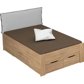 Rauch Stauraumbett RAUCH "Aditio", braun (struktureichefarben hell), B:126cm H:107cm L:208cm, Betten, Stauraumbett, inklusive Kopfteil und Schubkästen