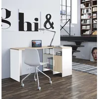 Gami Schreibtisch "Liverpool", weiß (kastanie natur, weiß), B:136cm H:75,7cm T:87,5cm, Tische, Schreibtisch