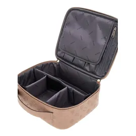 GUESS Kosmetiktasche Wilder Travel Cosmetic Organizer Case Dark Taupe Logo